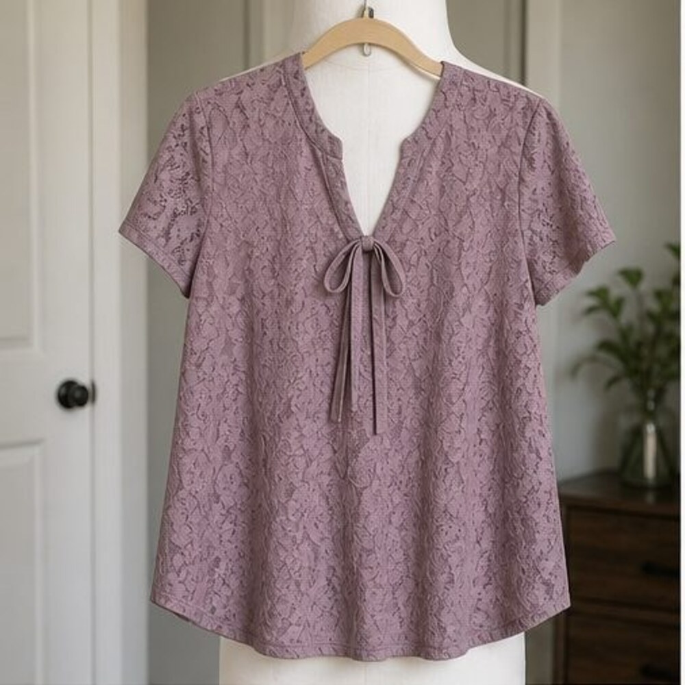 Mauve V Neck Top